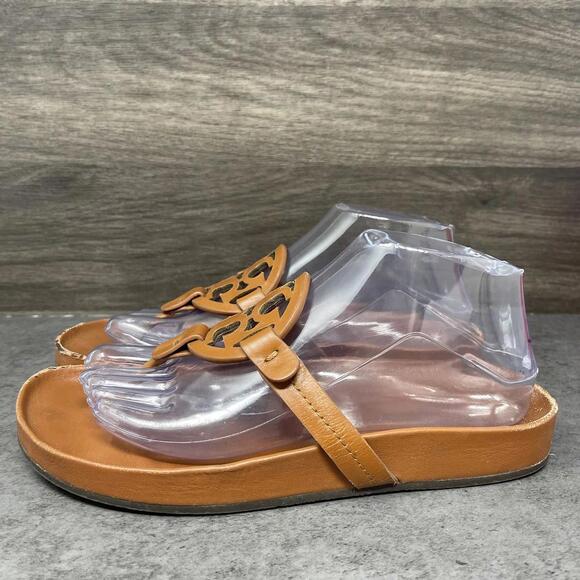 Tory Burch Miller Cloud Thong Sandals Womens Size 8 Brown Leather - Picture 1 of 10